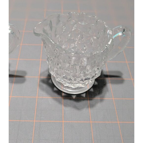 Vintage Fostoria American Clear Glass Cream & Sugar Set - Picture 11 of 12